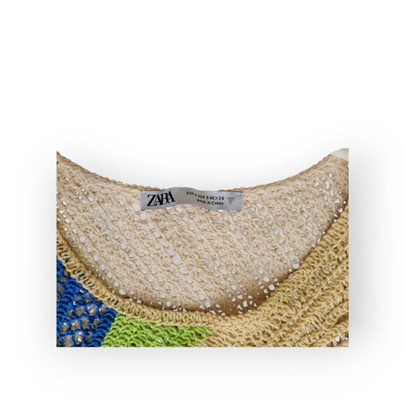 ZARA Bohemian Crochet Mini Dress Sleeveless S - Picture 5 of 8